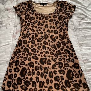 Derek Heart animal print lined round neck mini dress, size M boho Y2K summer